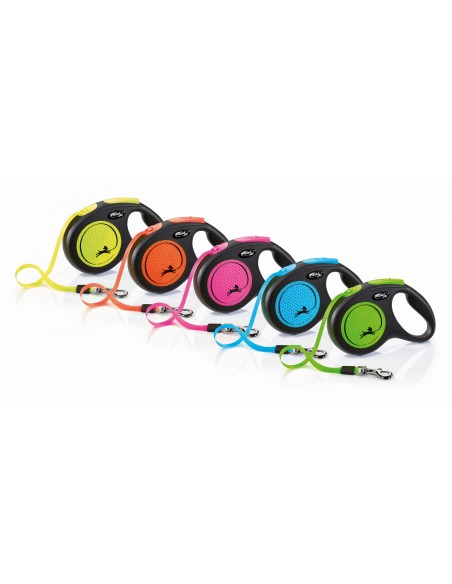 FLEXI NEW NEON juostinis pavadėlis šuniui, 5 m