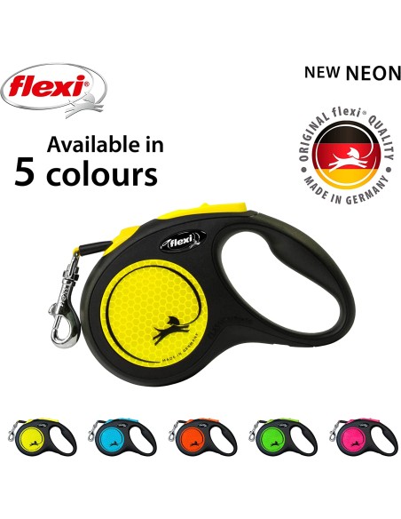 FLEXI NEW NEON juostinis pavadėlis šuniui, 5 m
